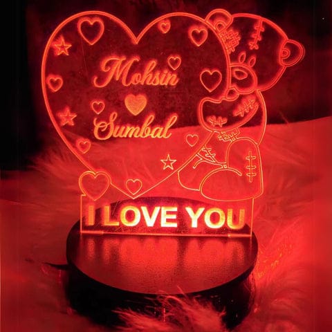 031 -Teddy Bear Heart Customised Illusion Lamp